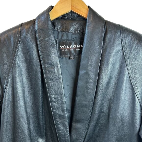 Vintage 90's Wilson's Black Leather Jacket Slouchy Oversize Women's Size Small - Picture 6 of 10